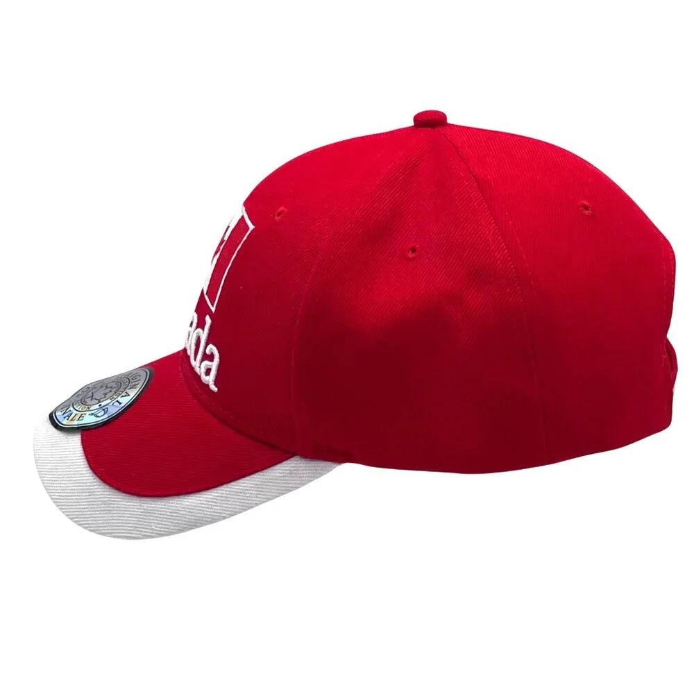 Canada Flag Embroidered Baseball Cap Hat Red White New Country Leather Brand - Picture 12 of 16